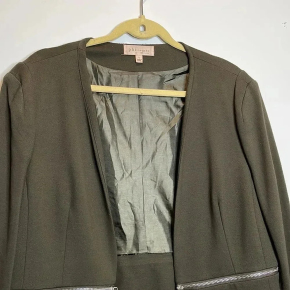 Philosophy Green Blazer with Bottom Zipper - Picture 3 of 7